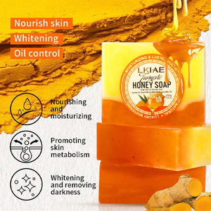 Lkiae özel glikolik asit yağı kontrol anti-kırışıklık hafifletmek çil parlayan güzellik cilt beyazlatma bal zerdeçal sabun - Product Image 6