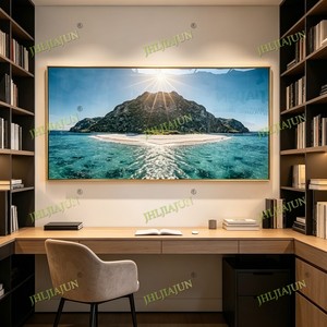 Peinture murale LED personnalisée en porcelaine cristalline, anti-UV, encadrée, motif île tropicale, paysage marin, pour salon, décoration intérieure, vente en gros - Product Image 2