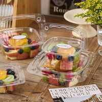 Boîtes de rangement en plastique pour gâteaux, avec poignée, en PET de qualité alimentaire, matériaux recyclés, réutilisables pour fruits, desserts et boissons, vente en gros