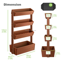 Jardinière surélevée à 4 niveaux en bois de sapin chinois pour la culture d'herbes, de fleurs et de légumes sur balcon