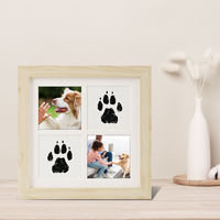 Kit de cadre photo en bois écologique pour empreintes de pattes d'animaux, tampon encreur pour chien et chat, cadeau commémoratif DIY à montage mural, sans contact et facile à nettoyer, vente en gros