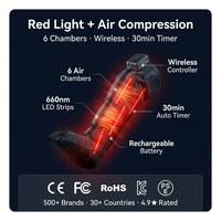 Alat Pijat Kaki Kompresi Udara Nirkabel Lampu Merah 660nm Sekuensial 5 Ruang Pemulihan Betis dan Kaki Relaksasi Otot CE FCC
