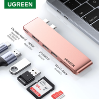 Adaptador Hub USB C UGREEN CM206 para MacBook, 4K HDMI Thunderbolt 3 100W, Lector de Tarjetas SD y TF, USB Tipo C HDMI HUB para M2 M1