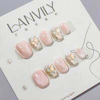 RONIKI Faux Ongles à Presser Prêts à l'Emploi, Installation Facile, Réutilisables, Ongles en Gel Adhésifs, Sans Lampe UV, Fournitures de Manucure DIY à Domicile