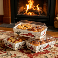 Emballage de dessert de Noël biodégradable, boîte à dessert avec couvercle en PET, boîte à charcuterie