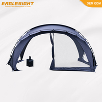 Tente de camping OEM grande taille PU3000mm 9.43 ㎡   Abri familial de base avec porte en filet, fenêtre en TPU et poêle intégré, tente dôme