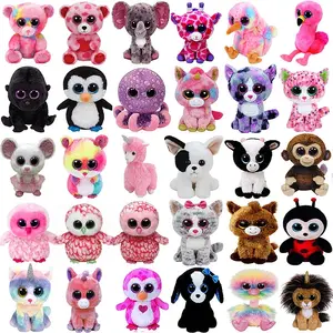 wholesale high quality cute 15cm animal plush toys big eyes bunny colorful plush toys big eyes cat stuff toys