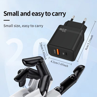 Cargador de Pared Universal 2 en 1 con Carga Rápida PD QC3.0 de 20W, USB-A/USB-C, Enchufe EU/UK/US/AU, para Laptop, Teléfono Móvil, Reloj Inteligente, Viajes