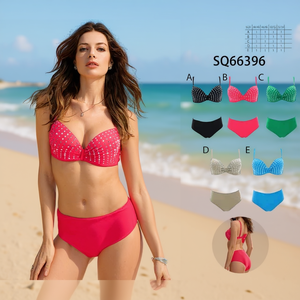 Costume da bagno bikini HDJ taglie forti con reggiseno push-up e slip a vita alta con motivo a pois di strass per donna 42 44 46 48 - Product Image 5