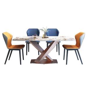 Set da Pranzo Moderno e Lussuoso con 8 <span class=keywords><strong>Sedie</strong></span>, Tavolo in Metallo con Piano in Marmo per <span class=keywords><strong>Cucina</strong></span>, <span class=keywords><strong>Soggiorno</strong></span> e Bar, Set da Pranzo con 6 <span class=keywords><strong>Sedie</strong></span> - Product Image 5