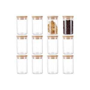 Borosilicate Eco-Friendly Kitchen Food Glass Storage Jars <b>Set</b> with <b>Square</b> Bamboo Lid - Product Image 1