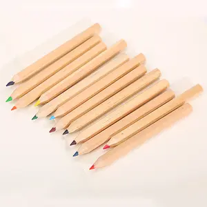 批发定制标志天然木质彩色儿童铅笔迷你彩色铅笔套装
