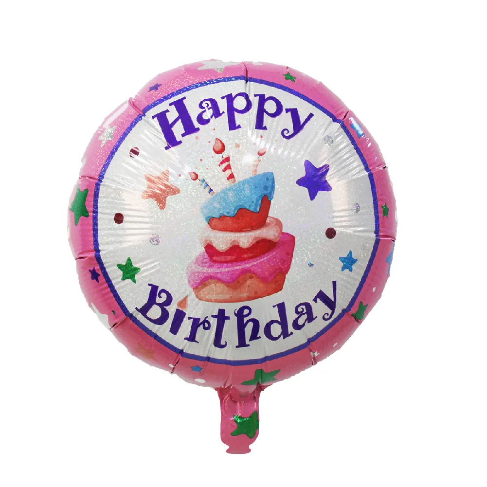 Großhandels preis Helium Alles Gute zum Geburtstag Ballon 18 Zoll aufblasbare runde Form Mylar Folie Luftballons für gedruckte Balon Dekoration