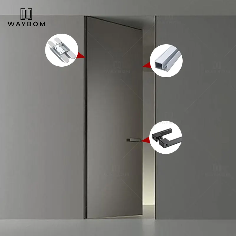 50 görünmez kapı alüminyum çerçeve ahşap kaplama iç oda ahşap kapı tasarımı içinde açık ekoloji gizli kapı alüminyum profil