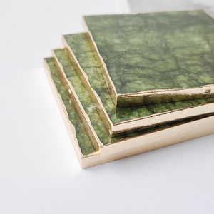 Accesorios de decoración de mesa natural, posavasos de cristal de <span class=keywords><strong>jade</strong></span> Xiuyan cuadrado verde, alfombrilla de mesa - Product Image 2