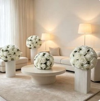 Boules de fleurs en soie blanches JD, sphères florales, centres de table pour mariage, anniversaire, décoration de fête à domicile - Vente en gros par le fabricant