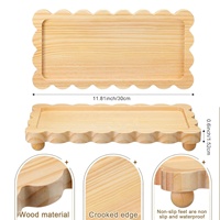 Plateau de service en bois massif fait main à bords festonnés, style Art Déco, multifonctionnel, taille personnalisée, pour mariage, table basse, décoration de coiffeuse