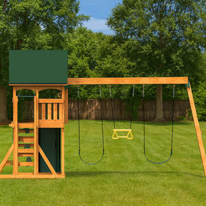 Tour de jeu en bois pour l'extérieur, aire de jeux de jardin, structure d'escalade en bois, ensemble de balançoires, échelle d'escalade en corde pour enfants avec accessoires en plastique - Product Image 4