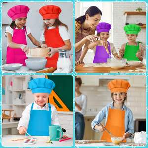 <span class=keywords><strong>Delantal</strong></span> de lona de algodón en blanco ajustable para niños con logotipo personalizado del fabricante y juego de <span class=keywords><strong>delantal</strong></span> de cocina con pintura de sombrero - Product Image 4