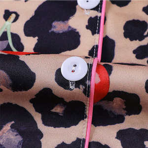 Nuovo Set <span class=keywords><strong>Pigiama</strong></span> Estivo da Donna, Traspirante e Morbido, con Fiocco <span class=keywords><strong>Rosa</strong></span> e Stampa Leopardata, Abbigliamento Casual per Casa - Product Image 5