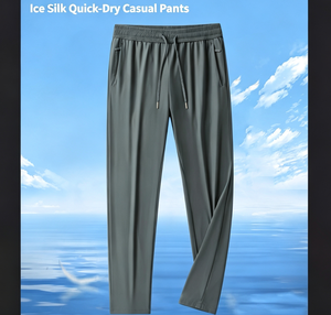 Pantalones Casuales de Invierno para Hombre <span class=keywords><strong>Wusi</strong></span>, de Seda de Hielo, para Hombres de Mediana Edad, Ajustados, con Cintura Elástica, de Poliéster - Product Image 1