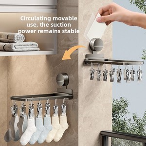 Meilleures ventes : Cintre pliable à ventouse pour chaussettes et vêtements de bébé, avec 12 pinces, idéal pour balcon - Product Image 3