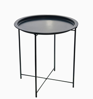 Mobilier de maison moderne Table basse pliable ronde avec plateau en métal et côté amovible, élégante et pratique