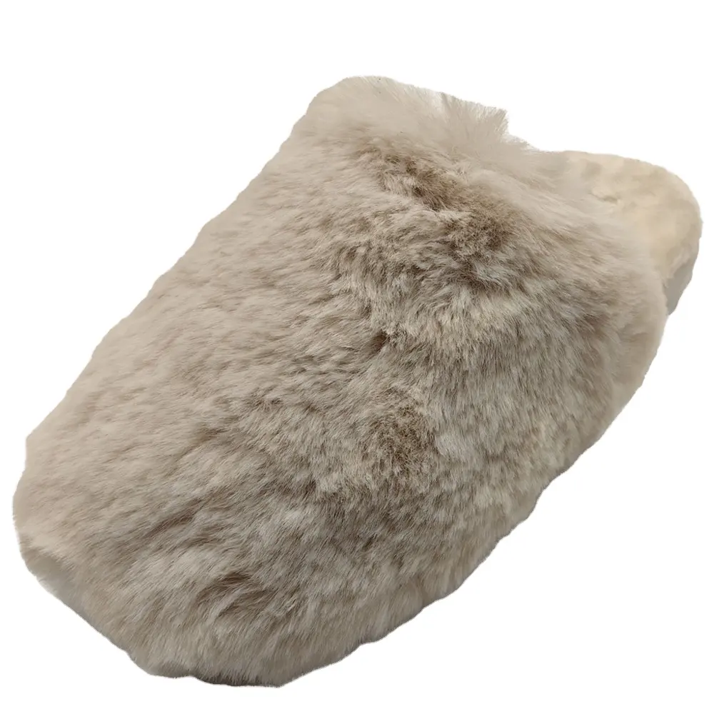 Moda Fechado Toe TPR único Inverno Fofo Fuzzy Interior Pelúcia Faux Fur casa Chinelos para Mulheres Senhora