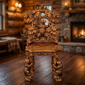 Chaise en bois sculptée à la main de style antique pour hôtel, salon et intérieur de luxe avec motif artisanal - Product Image 3