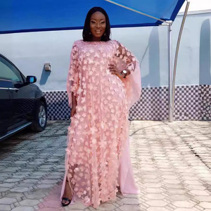 <span class=keywords><strong>Abito</strong></span> africano da donna stile Stereo <span class=keywords><strong>con</strong></span> fiori ricamati in rete girocollo <span class=keywords><strong>maniche</strong></span> <span class=keywords><strong>a</strong></span> <span class=keywords><strong>pipistrello</strong></span> ampio gilet <span class=keywords><strong>a</strong></span> vestaglia lunga - Product Image 4