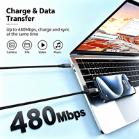 Câble de charge magnétique USB C vers USB C 100W, charge rapide, cordon tressé Type C, transfert de données 480 Mbps pour ordinateur portable, tablette, téléphone