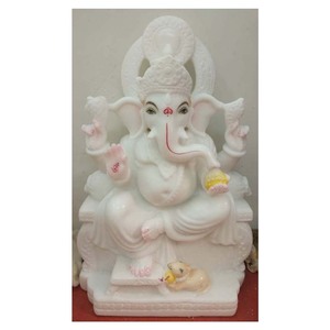 Statue de marbré blanc, seigneur Ganesha, 1 pièce - Product Image 1
