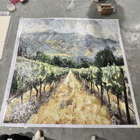 Mosaïque murale artisanale en pierre naturelle et verre, motif arbres, pour la décoration de villas et de maisons