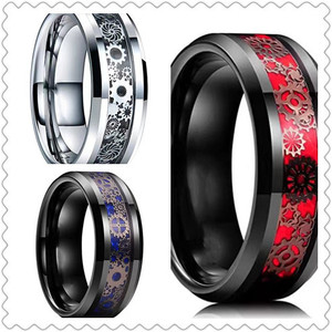 Men's Stainless Steel Gear-Themed Gan <b>Black</b> Mechanical-Style Finger <b>Ring</b> | Industrial Design | Durable & Trendy Men's Jewelry - Product Image 5