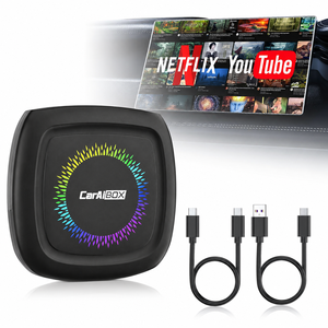 กล่องมัลติมีเดีย Android CarPlay AI แบบไร้สาย รองรับ Android Auto, YouTube, TikTok, <span class=keywords><strong>Spotify</strong></span>, 4G SIM, การ์ด TF, GPS, แบบเสียบแล้วใช้งานได้ทันที - Product Image 1