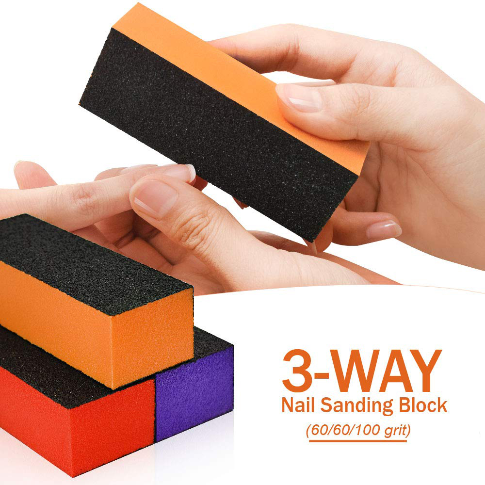Прочная Полировочная пилка для ногтей с 3 способами, зернистость 60, 60, 100, блоки для полировки ногтей, пилки для ногтей