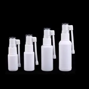 Tamaño de viaje 10ml 60ml Botella de spray de niebla de garganta nasal oral de plástico transparente blanco vacío para embalaje farmacéutico