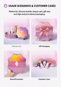 Emballage en papier holographique arc-en-ciel personnalisé avec carton rigide et insert de protection pour produits de beauté, boîte cadeau cosmétique - Product Image 5