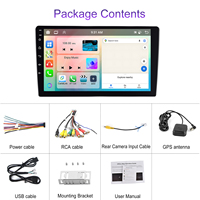 Podofo Double Din layar IPS mobil, Radio mobil Android 10.1 inci 6 + 128GB 2 Din, layar IPS otomatis DSP GPS WIFI BT FM Autoradio