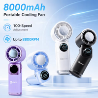 Ventilateur portable de haute qualité 8000mAh 8800RPM 100 vitesses 180° °   Ventilateur pliable réglable pour extérieur, faible niveau sonore