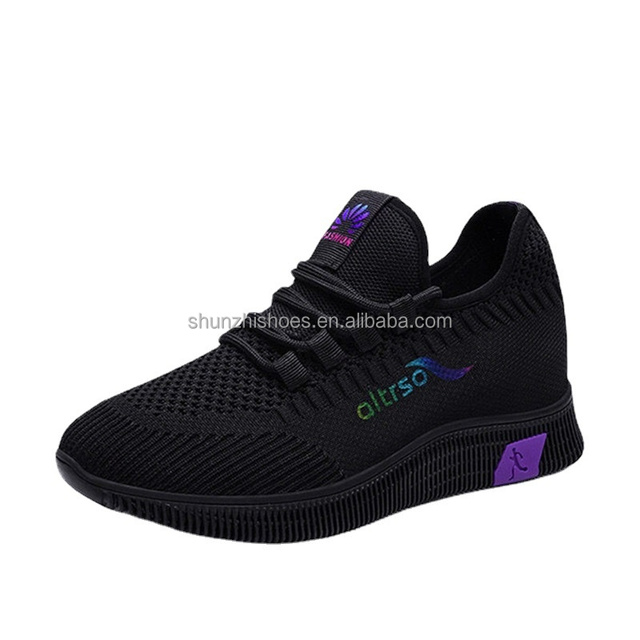 Hot Sale Korean Style Women's Casual Athletic Sneakers Fly Knit Upper Material for Hiking White Color at Low Price