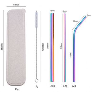 Factory Price Eco-Friendly 18/8 Stainless Steel <b>Straw</b> Set with Printed Case <b>for</b> <b>Drinking</b> - Product Image 1