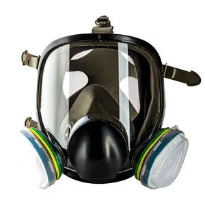 PPE 플러스 EN 136 인증 활성탄 대형 스크린 실리콘 전체 얼굴 가스 마스크 저렴한 가격