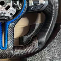 Volant en carbone véritable avec palettes de changement de vitesse et accent bleu pour BMW F20 F30 F31 F32 F36 F80 M3 F10 M5 F82 M4 F26 X1 F16 X6