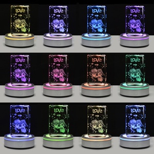 Base lumineuse LED haute qualité multicolore ronde pour présentoir d'art en verre 3D avec interrupteur tactile sensible - Product Image 5