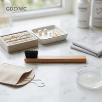 Brosse à poils de chèvre avec manche en bois de hêtre de 150 mm de longueur pour le nettoyage des bijoux, 2 options de taille