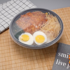 Nuevo diseño para ir <span class=keywords><strong>a</strong></span> preparar comidas, tazones de fideos de plástico para llevar, contenedor redondo de plástico para almacenamiento de alimentos con tapa - Product Image 1