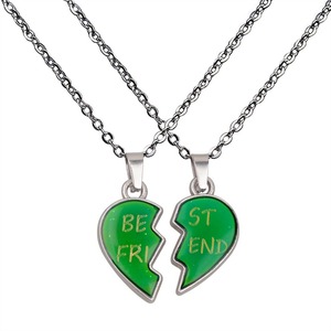 Collier en acier inoxydable personnalisable avec gravure 'Meilleur ami', 'Je t'aime', 'Ailes d'ange', 'Cœur', 'Température d'humeur' pour l'amitié ou les couples - Product Image 4