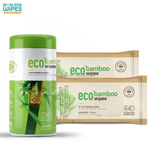 Biokleen Custom 80 Count Disposable 100% Biodegradable Bamboo Water Wipes Bamboo Cloth Wipes Organic Bamboo Baby Wipes