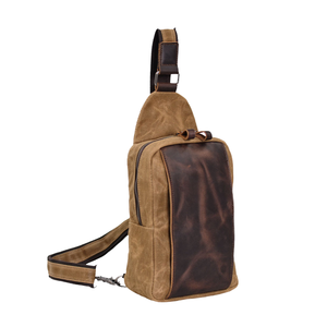Men's New Retro Casual <b>Canvas</b> Waterproof Small Bag Vintage Style Crossbody <b>Backpack</b> with Postman Chest Design for Outdoor Use - Product Image 1